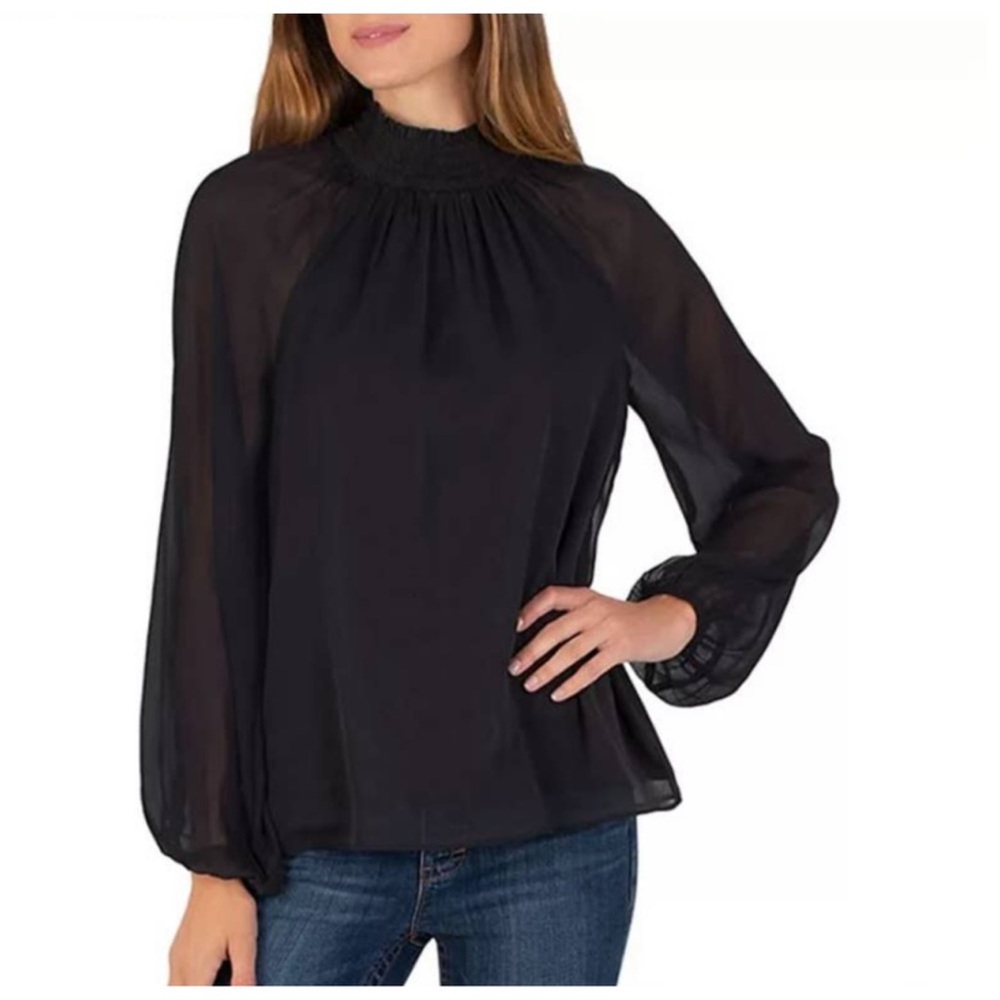 Joie Limited Edition Long Sleeve Smocked Blouse Caviar Black Size S New with Tag